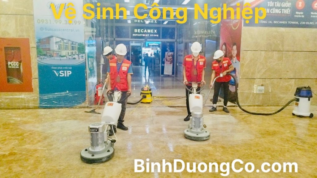 Mài Phục Hồi Và Đánh Bóng Sàn Đá Marble Và Đá Granite Tại TTTM Becamex Tower